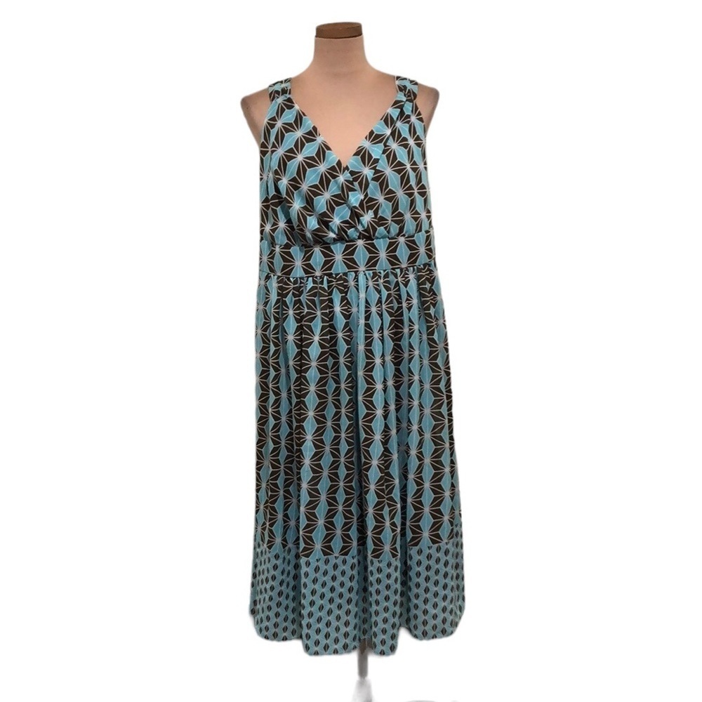 Stylish Blue and Black Geometric Dress